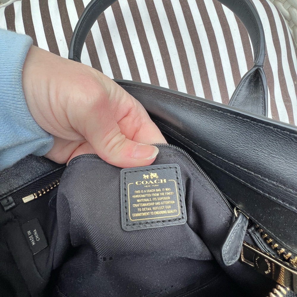 Coach Colorblock EXOTIC SWAGGER Satchel Python STONE Black White 36496 - Picture 15 of 16